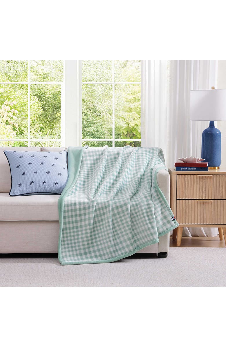 Tommy Hilfiger Modern Check Throw, Alternate, color, Harbor Green/ White
