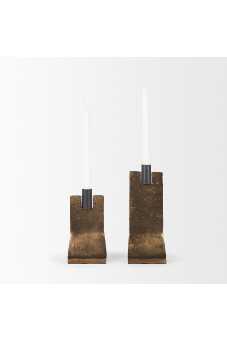Polli Metal Taper Candleholders Set of 2, Alternate, color, Gold