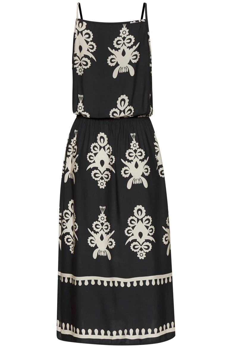 Ornamental Print Dress, Alternate, color, Black & Sand
