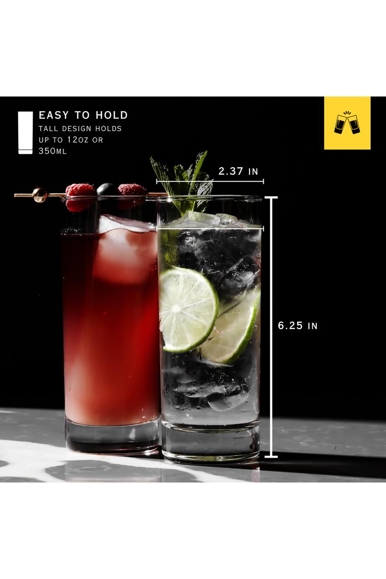 Highball Glasses Heavy Base Tom Collins Glasses - 12oz Set of 12, Alternate, color, Clear