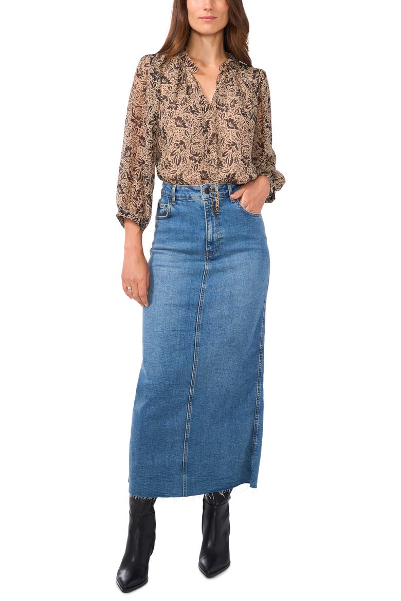Floral Raglan Sleeve Chiffon Top, Alternate, color, FOXTROT