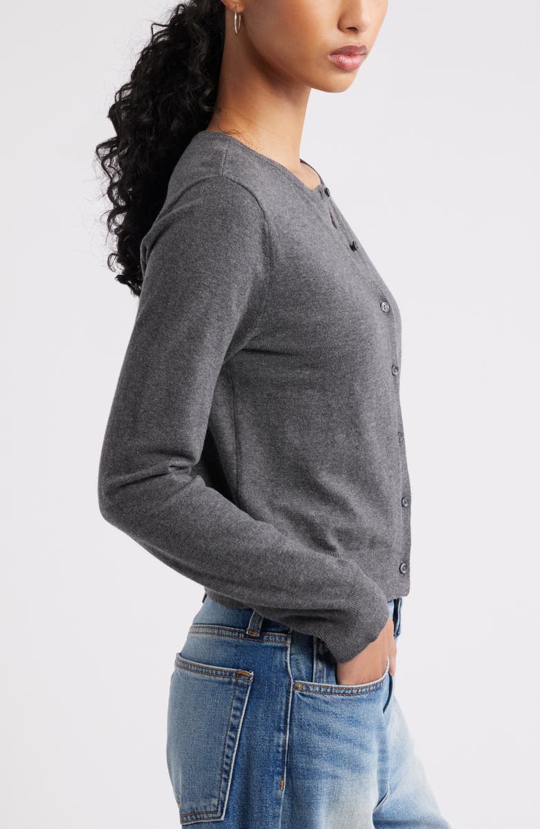 BP. Crewneck Cotton Blend Cardigan, Alternate, color, Grey Med Charcoal Heather