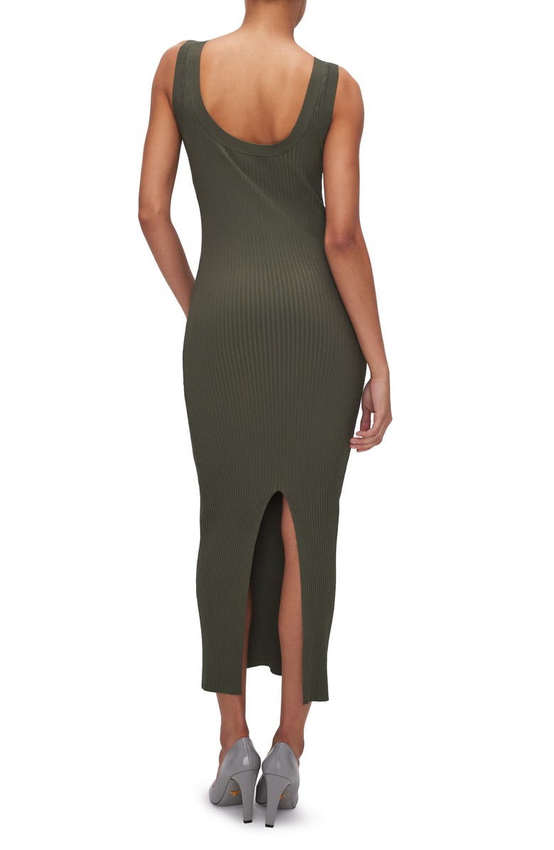 Good American Shine Scoop Back Ribbed Tank Dress, Alternate, color, Fatigue001