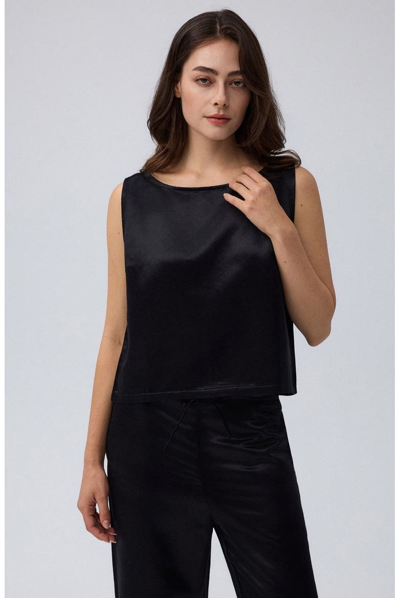 Aven Silk Tank, Alternate, color, Black