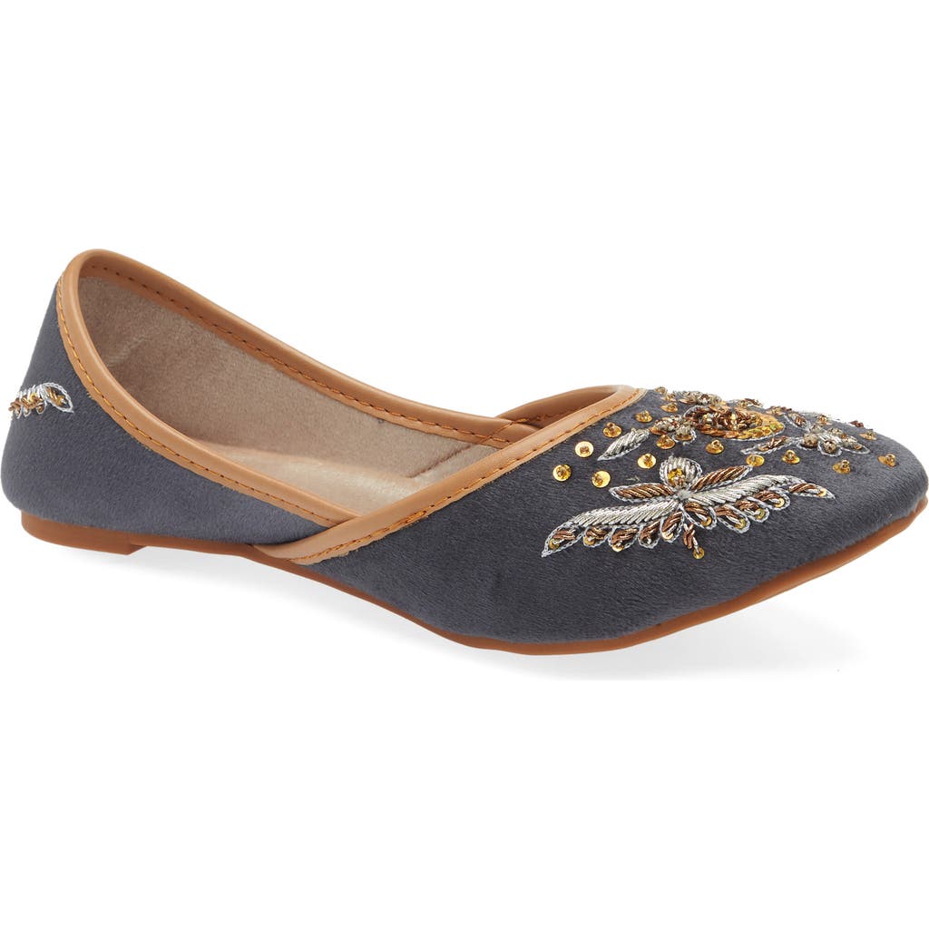 FUCHSIA Eloise Embroidered Jutti Flat in Gray  product