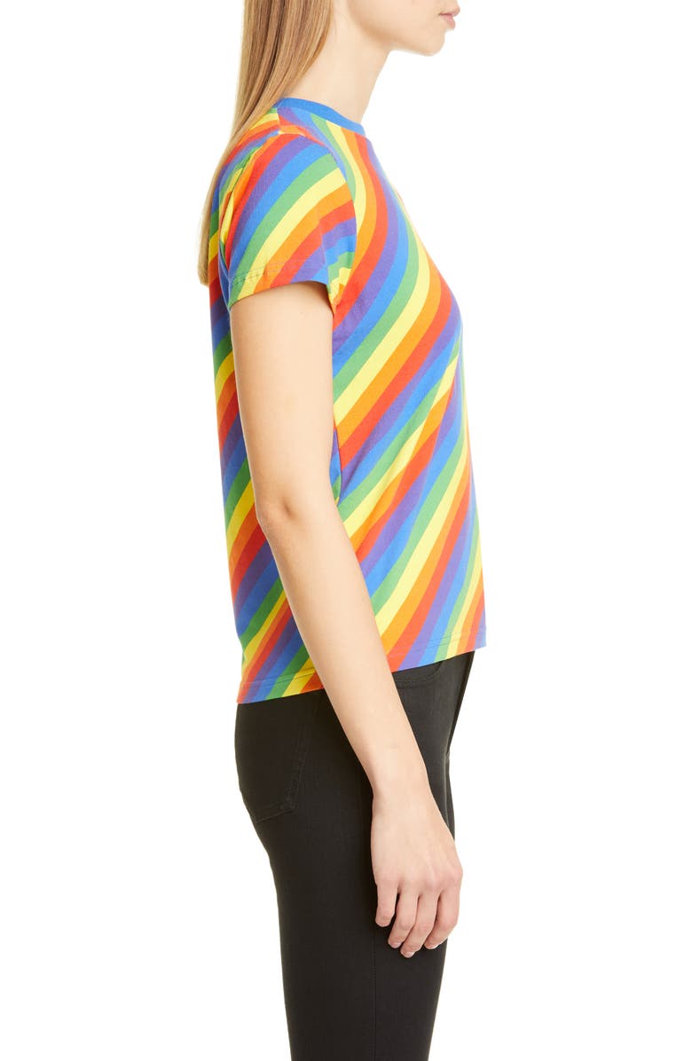 Balenciaga Rainbow Stripe Jersey Tee, Alternate, color,