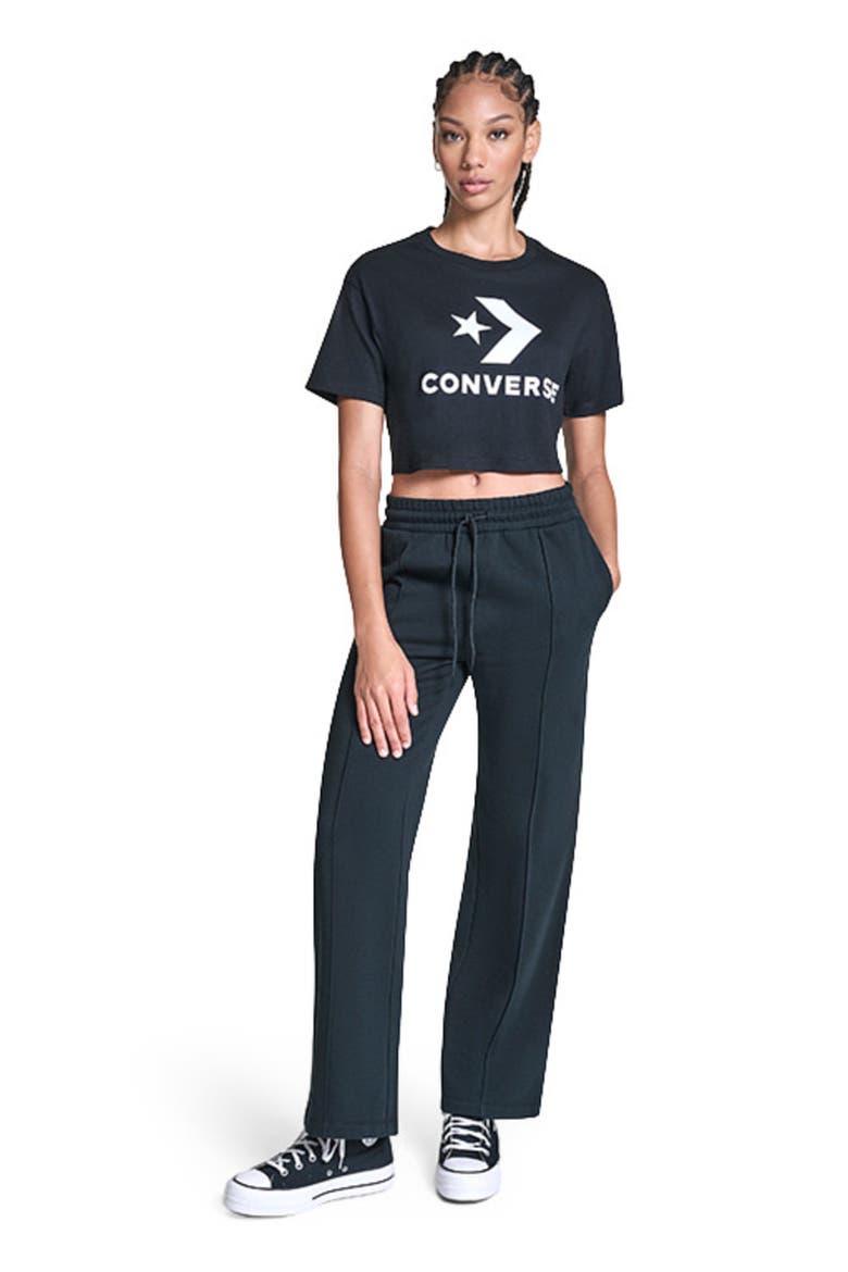Star Chevron Cropped T-Shirt, Main, color, CONVERSE BLACK