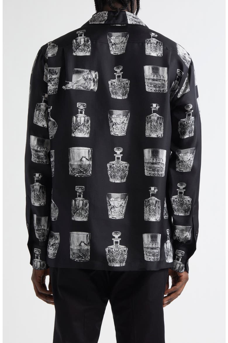 Liquor Print Silk Twill Camp Shirt, Alternate, color, HN5IA LIQUORI FDO NERO