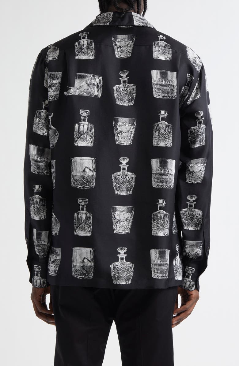 Dolce&Gabbana Liquor Print Silk Twill Camp Shirt, Alternate, color, Hn5ia Liquori Fdo Nero