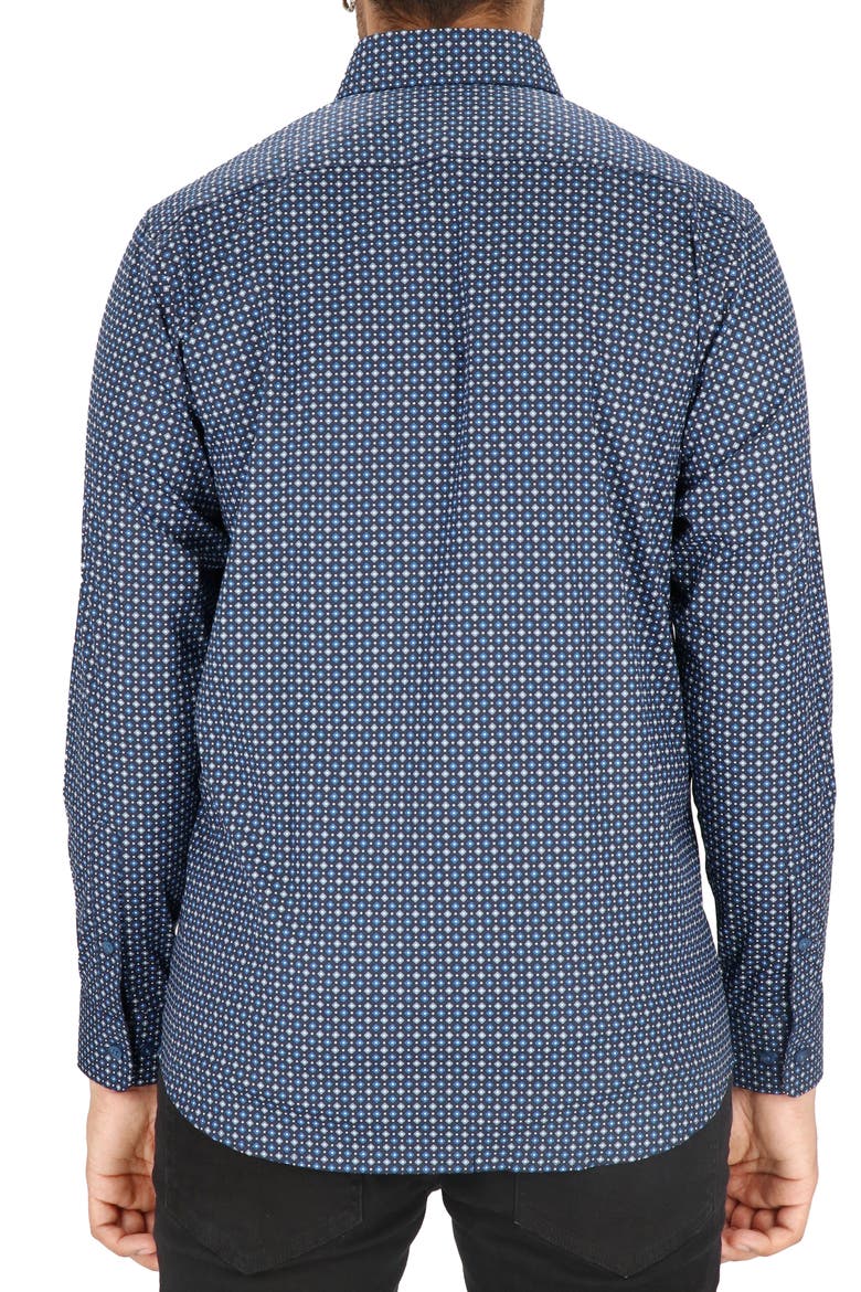 Dot Print Modern Fit Dress Shirt, Alternate, color, NAVY