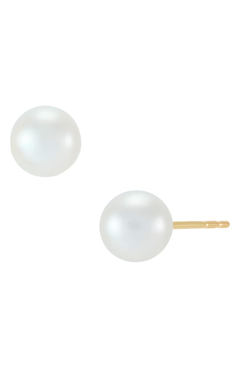 Frankie & Zoe Pearl Stud Earrings, Alternate, color, Yellow Gold