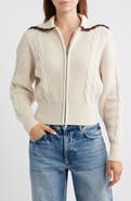 Rails Lune Cable Knit & Rib Cotton Blend Cardigan