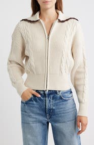 Rails Lune Cable Knit & Rib Cotton Blend Cardigan