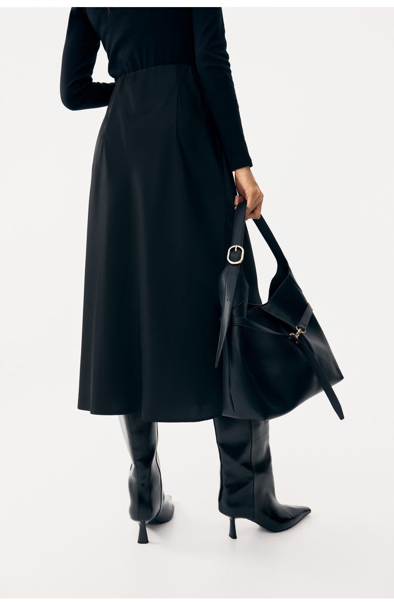 H&M Mama Satin Slip Skirt, Alternate, color, Black