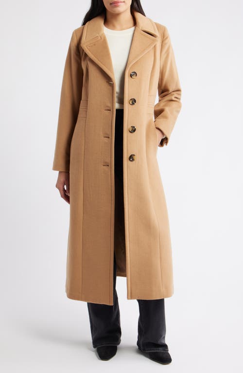 London Fog Wool Blend Longline Coat In Brown