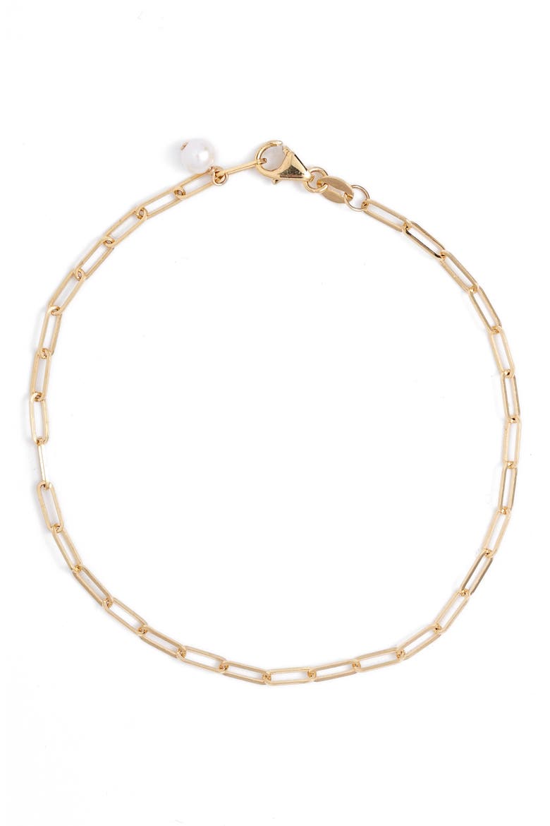 Petite Paper Clip Chain Bracelet, Main, color, 14KYG