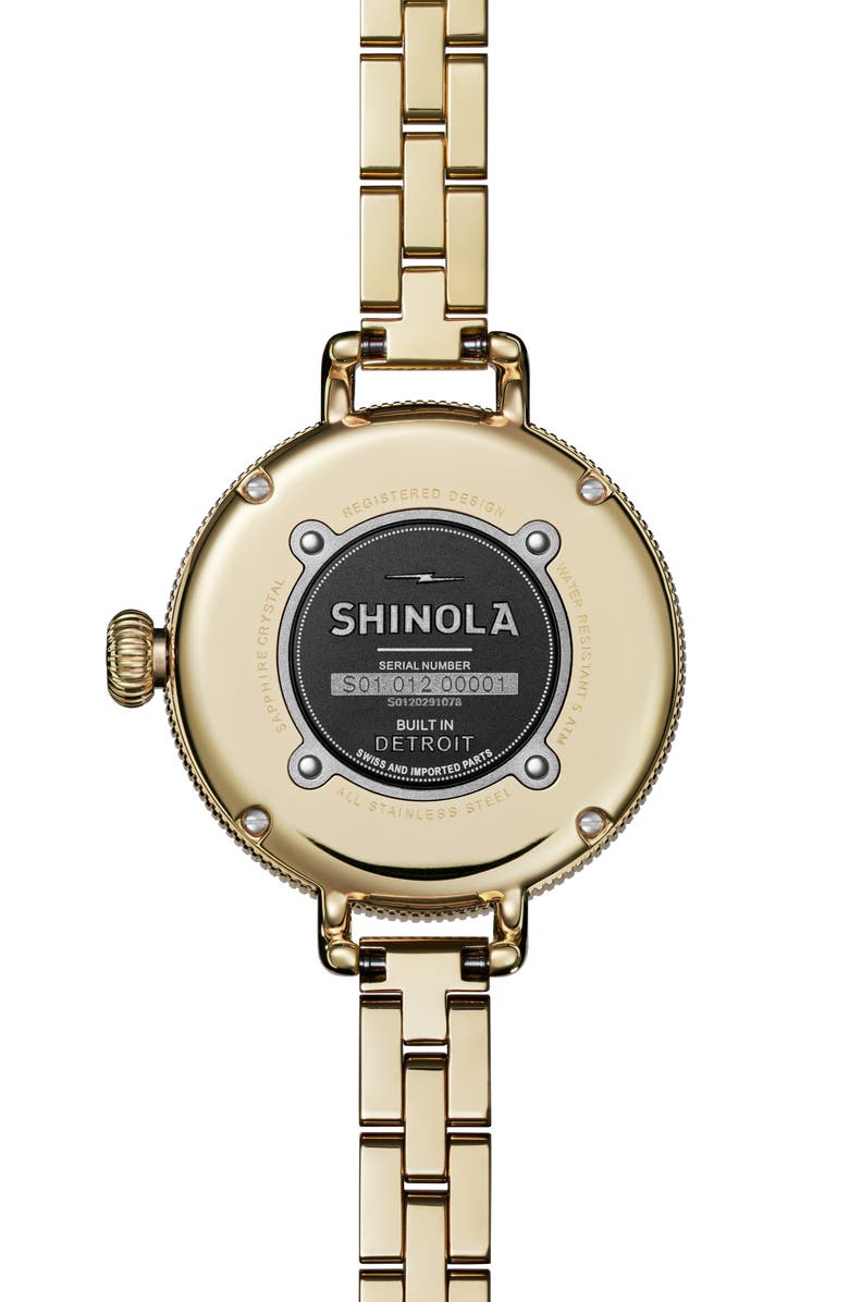 Shinola The Birdy Bracelet Watch, 34mm, Alternate, color, 