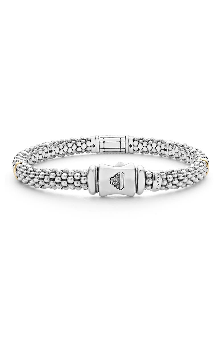 LAGOS Pink Sapphire Caviar Bead Bracelet, Alternate, color, Silver Gold Pink Sapphire