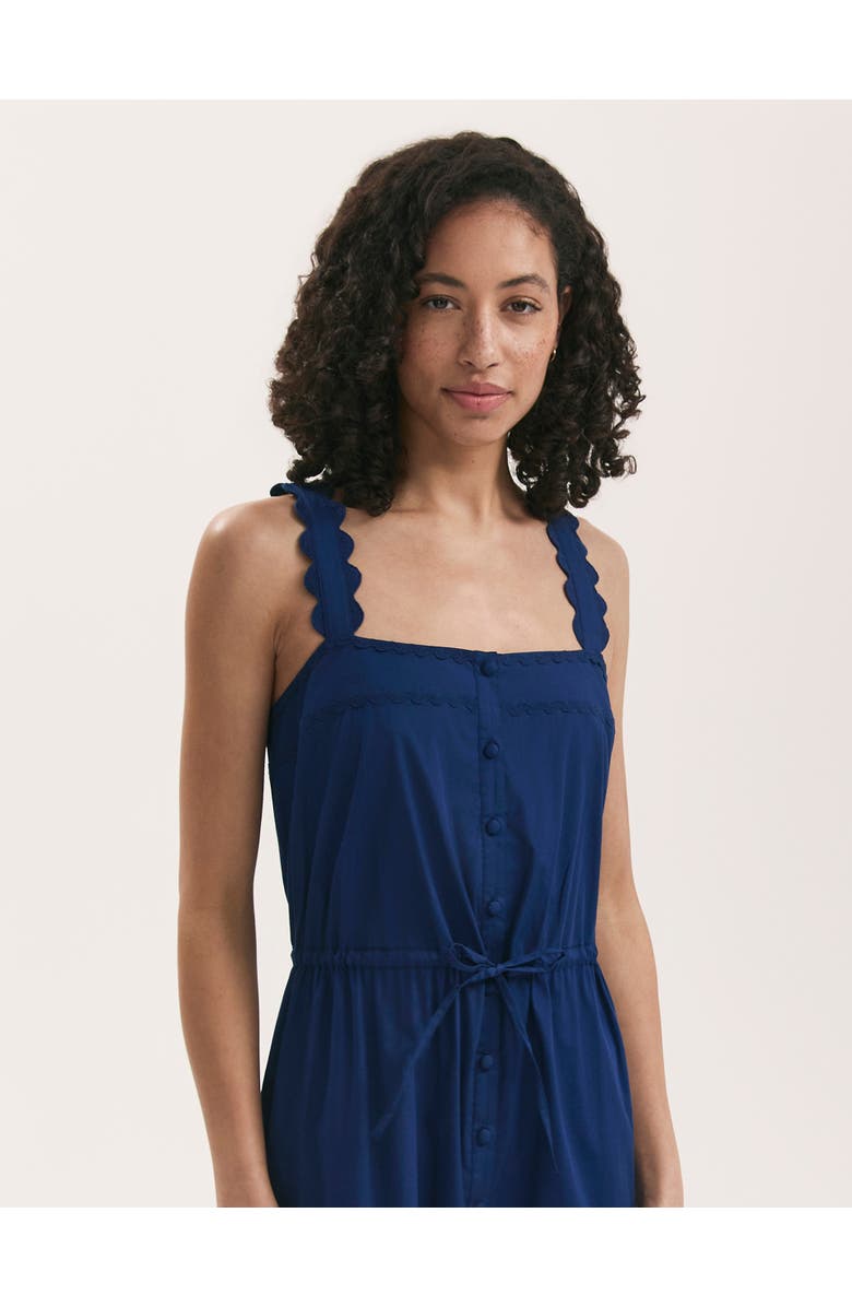 Finery London Hallie Cotton Ric Rac Detail Midi Dress, Alternate, color, Indigo