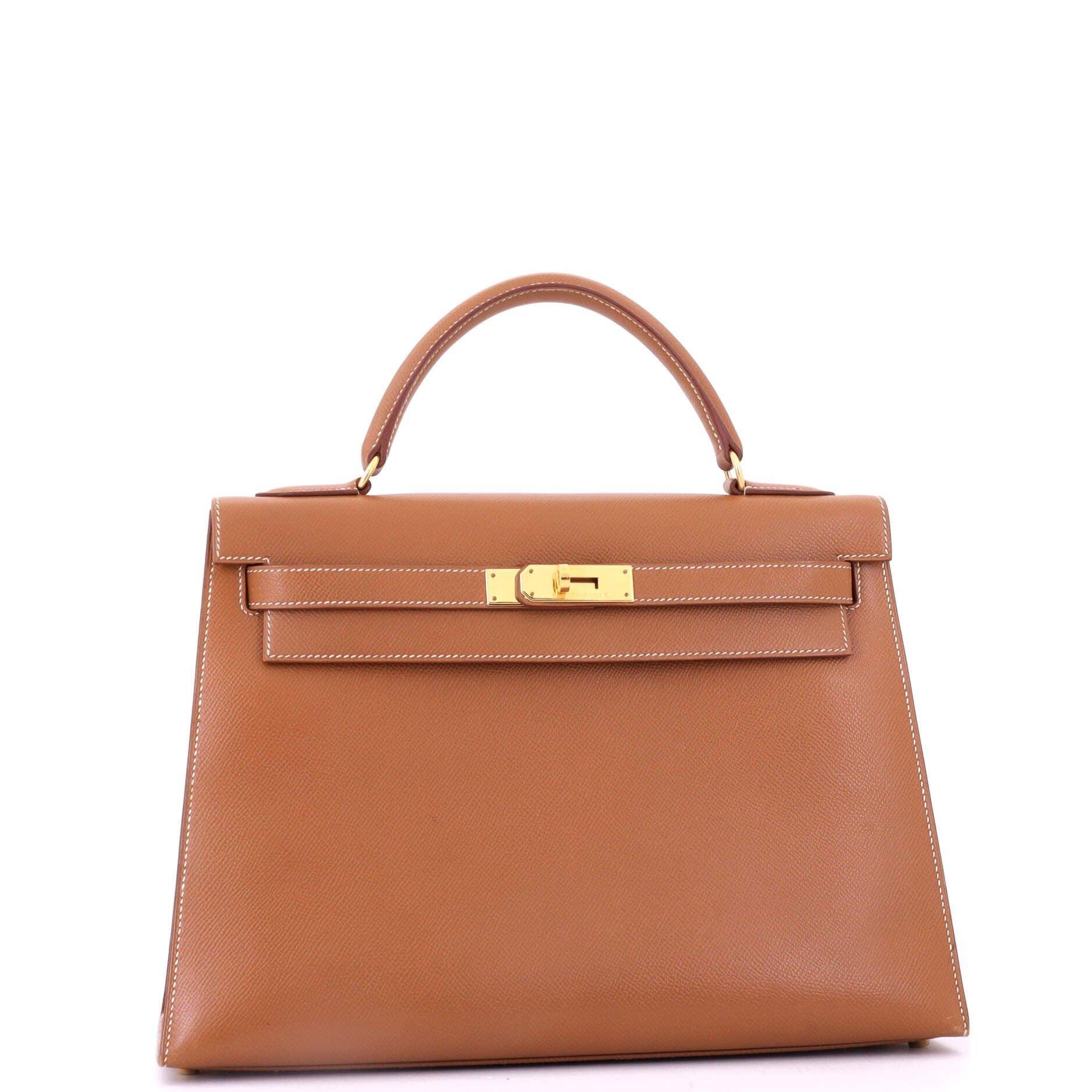 Pre-Owned Hermes Kelly Handbag Brown Courchevel with Gold Hardware 32, Alternate, color, 