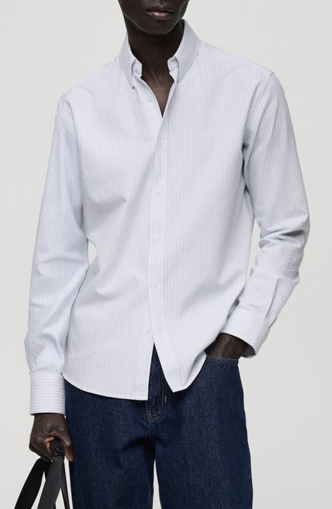 Regular Fit Stripe Cotton Button-Up Shirt