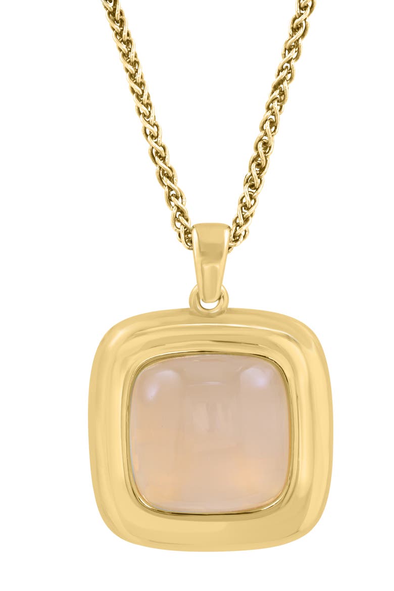 Gold Plated Sterling Silver Pink Quartz Pendant Necklace, Alternate, color, PINK