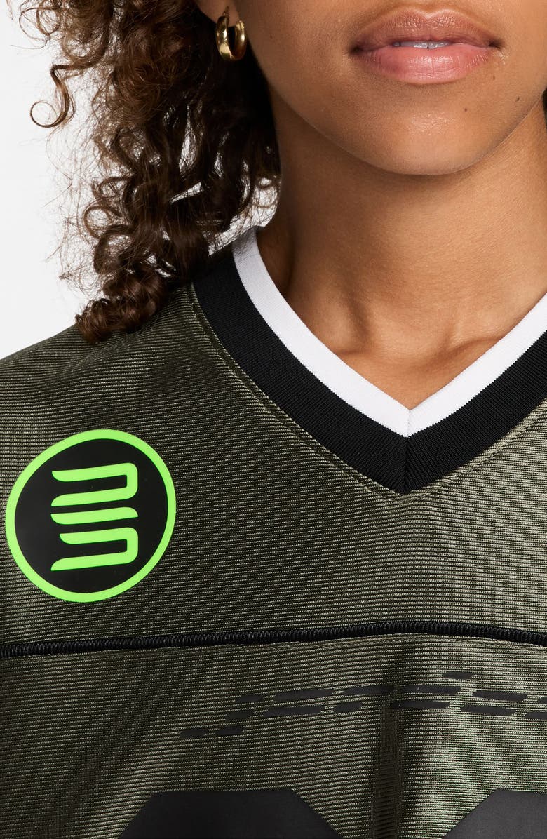 Jordan Oversize Long Sleeve V-Neck Jersey Top, Alternate, color, Medium Olive