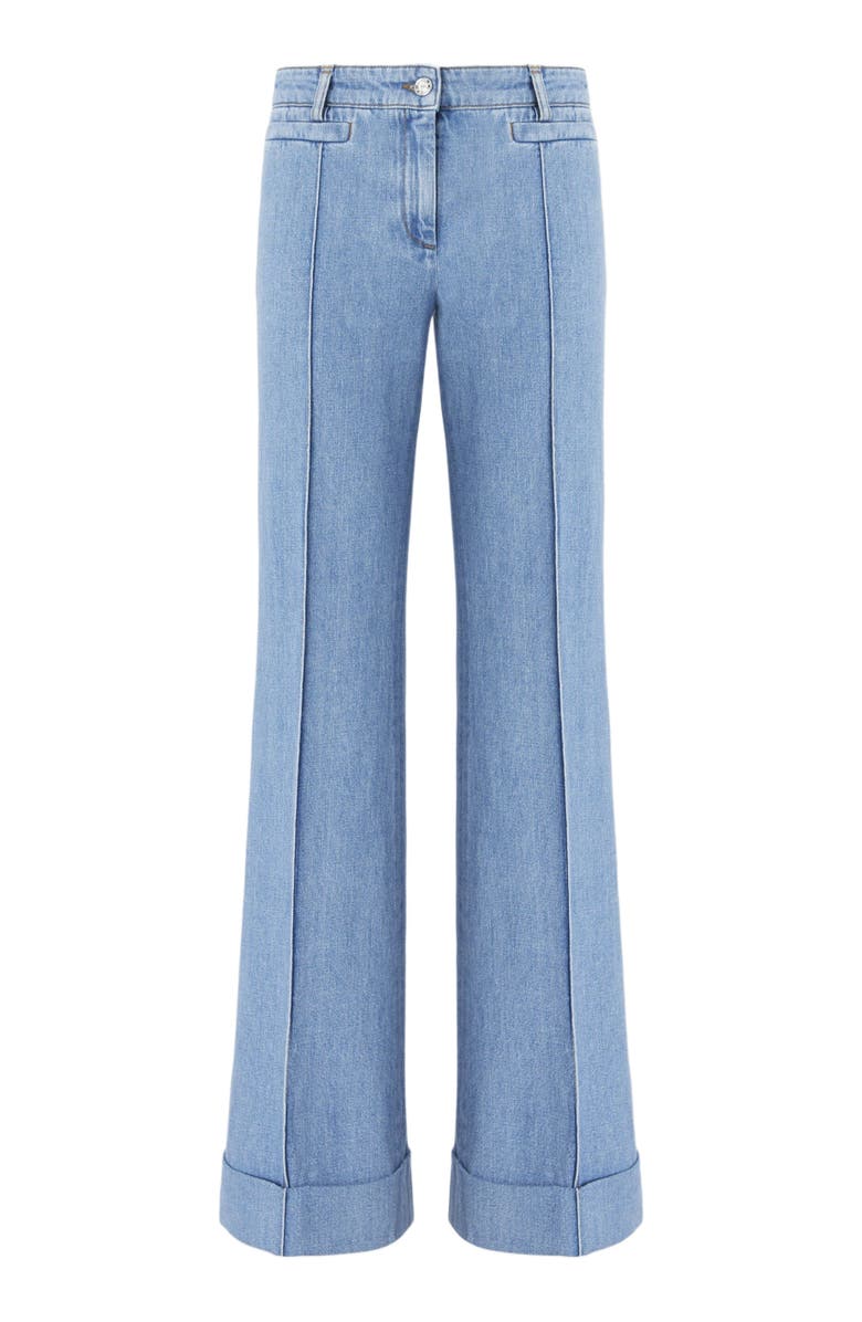 Missoni Denim Flared Trousers With Cuffed Hem And Center Crease, Alternate, color, Green
Brown