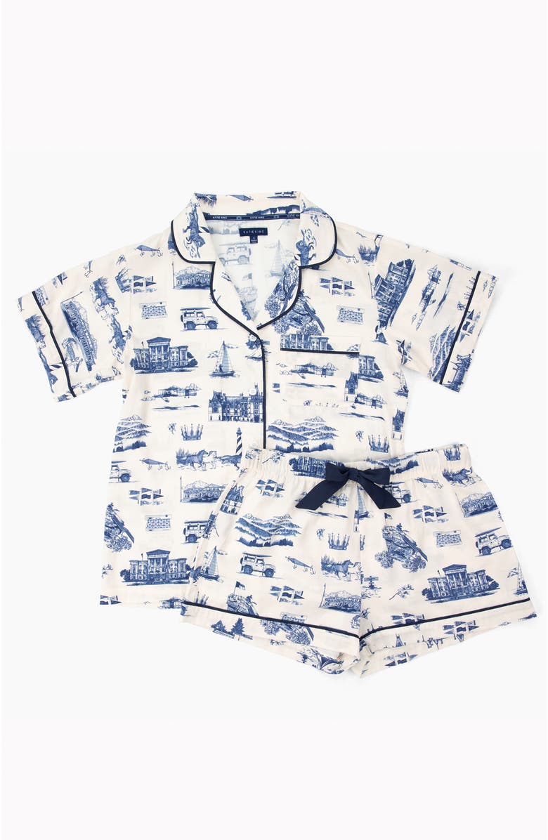 Katie Kime NC Toile Short Set, Alternate, color, Navy