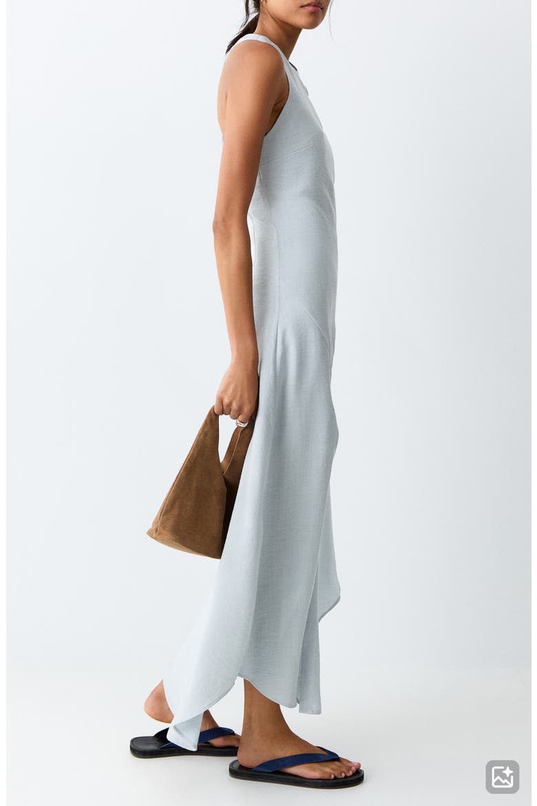 Racerback Flowing Asymmetric Dress, Alternate, color, SKY BLUE