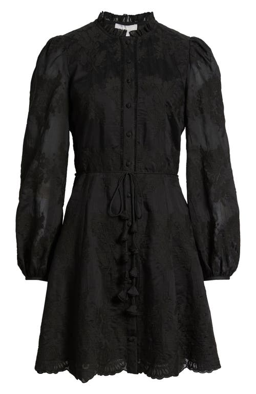 Chelsea28 Ruffle Collar Embroidered Long Sleeve Dress In Multi