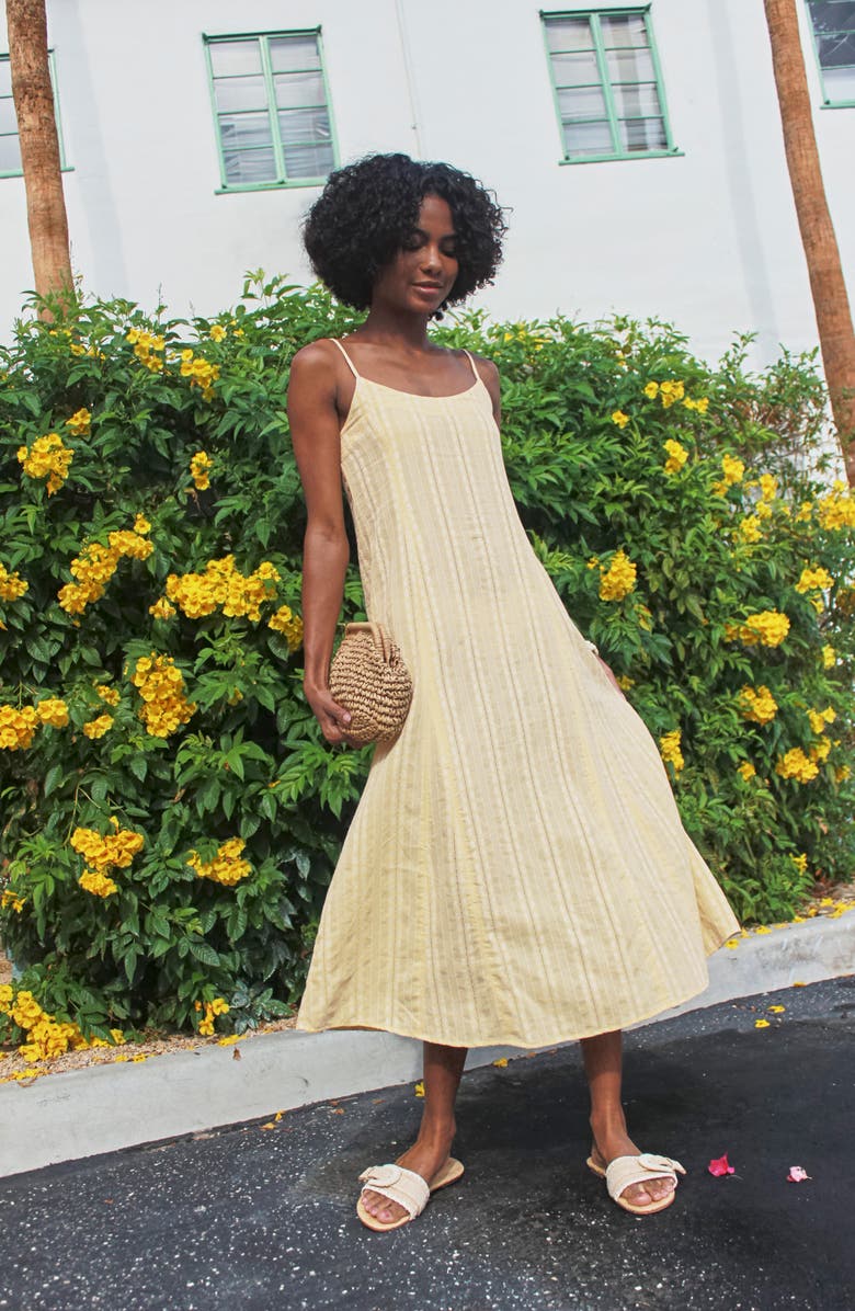 Splendid Meadow Embroidered Cotton Midi Sundress, Alternate, color, Honeysuckle Beige