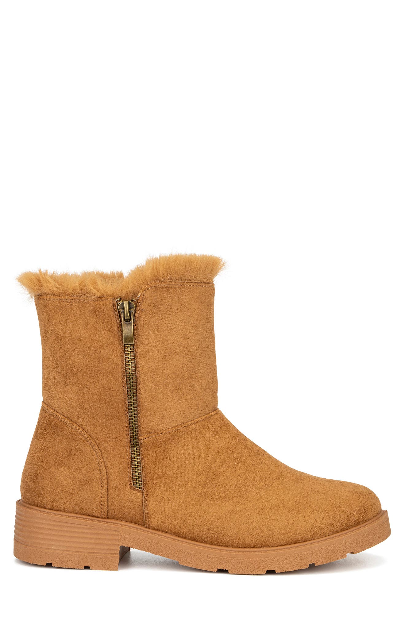 Rosemary Faux Fur Lined Ankle Boot, Alternate, color, COGNAC