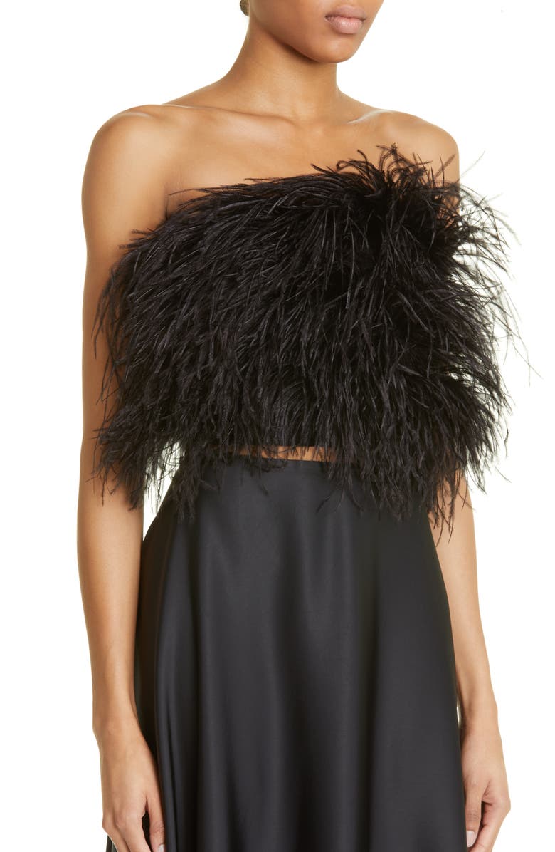 LAPOINTE Ostrich Feather Trim Tube Top | Nordstromrack