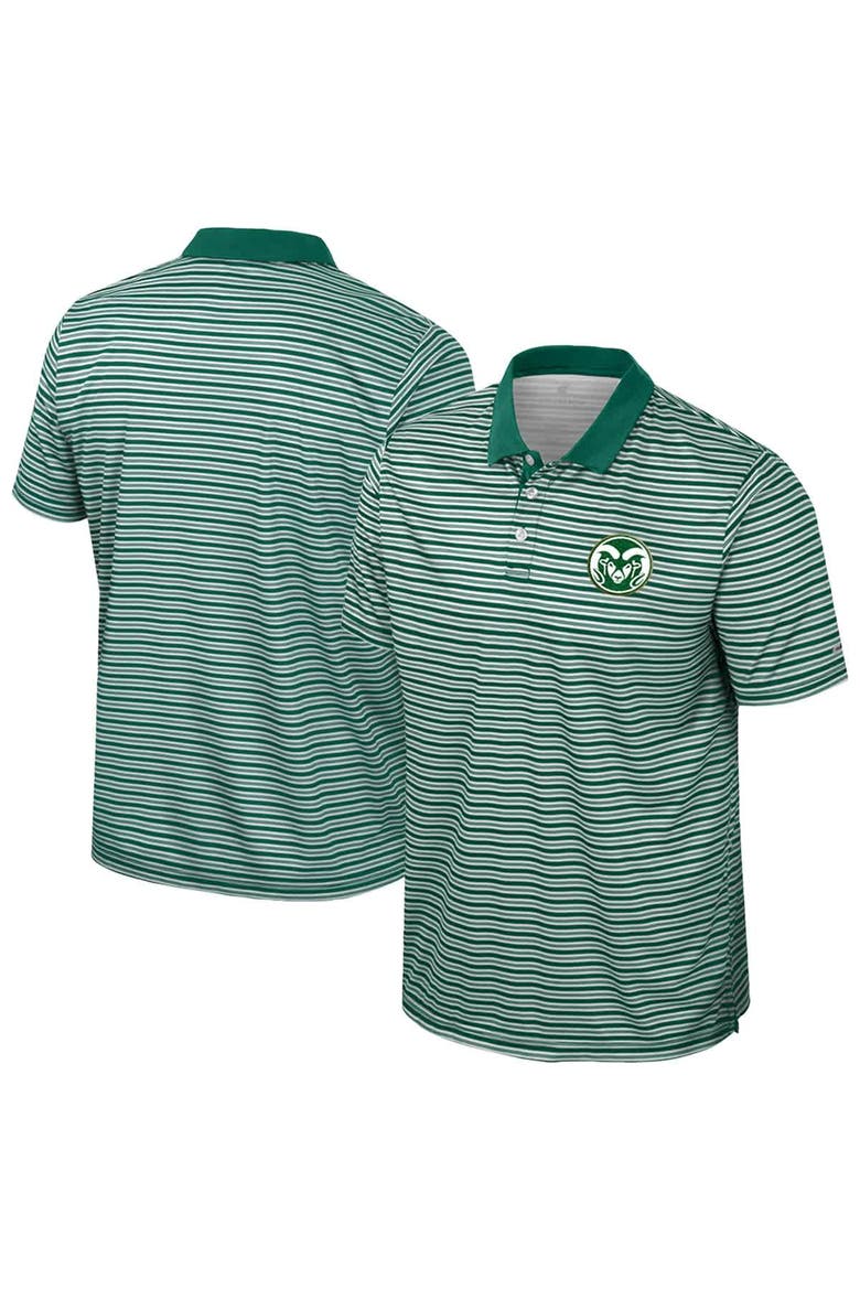 Men's Colosseum Green Colorado State Rams Striped Polo, Main, color, Green