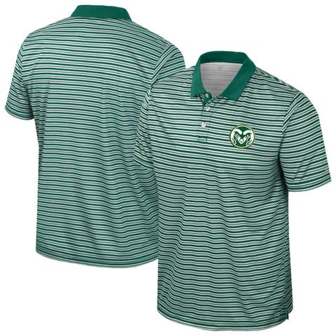 Men's Colosseum Green Colorado State Rams Striped Polo