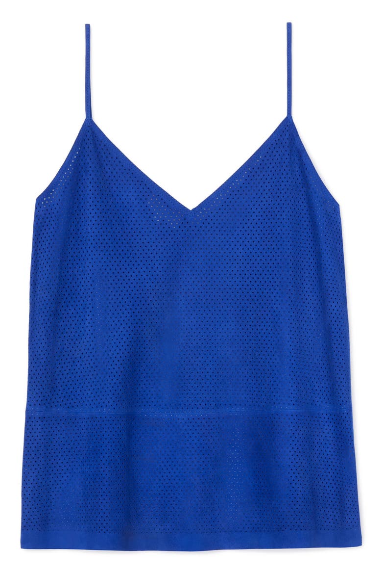 Eva Perforated Suede Camisole, Alternate, color, LAPIS BLUE