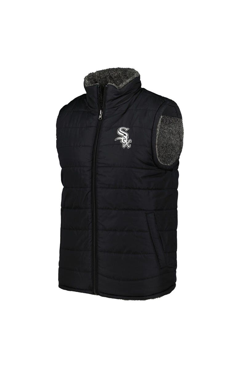 G-III SPORTS BY CARL BANKS Men's G-III Sports by Carl Banks Black/Charcoal Chicago White Sox Power Hitter Reversible Full-Zip Vest, Alternate, color, 