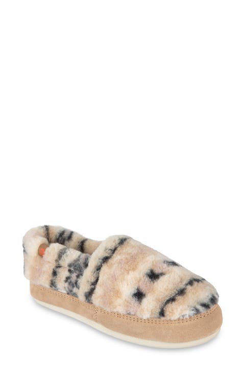 Fair Isle Faux Fur Moccasin Slipper
