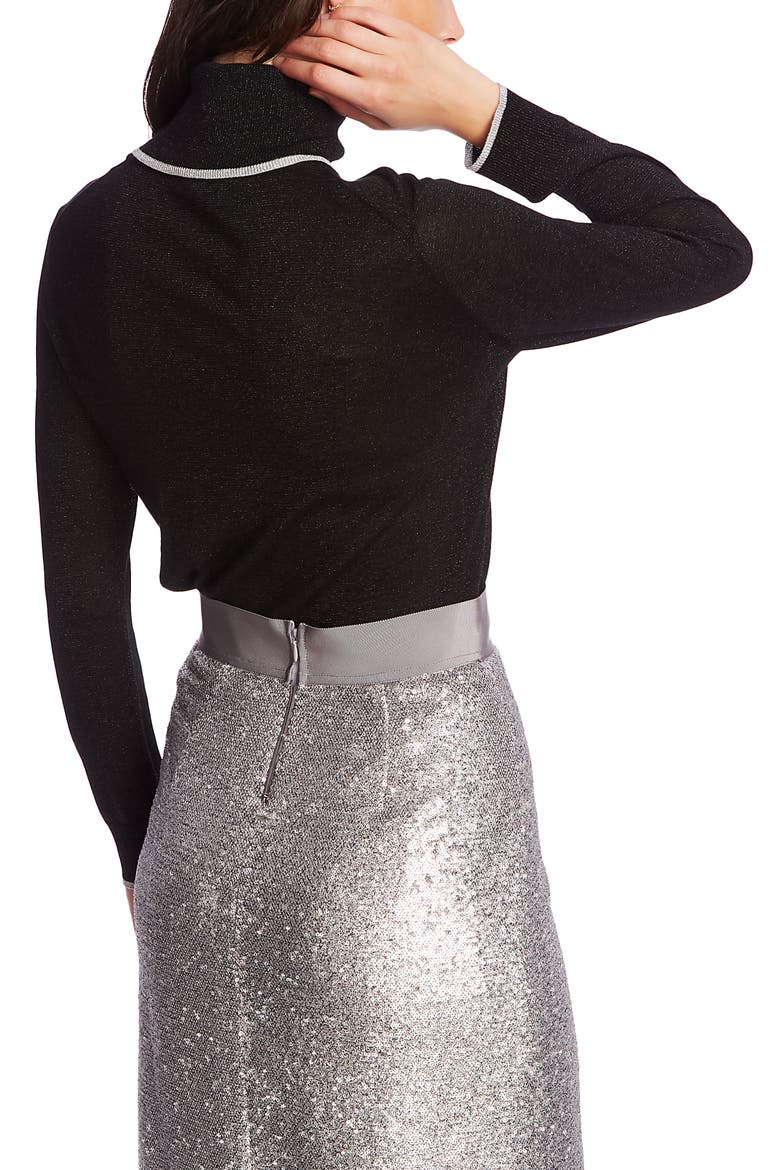 Metallic Tipped Turtleneck Sweater, Alternate, color, RICH BLACK