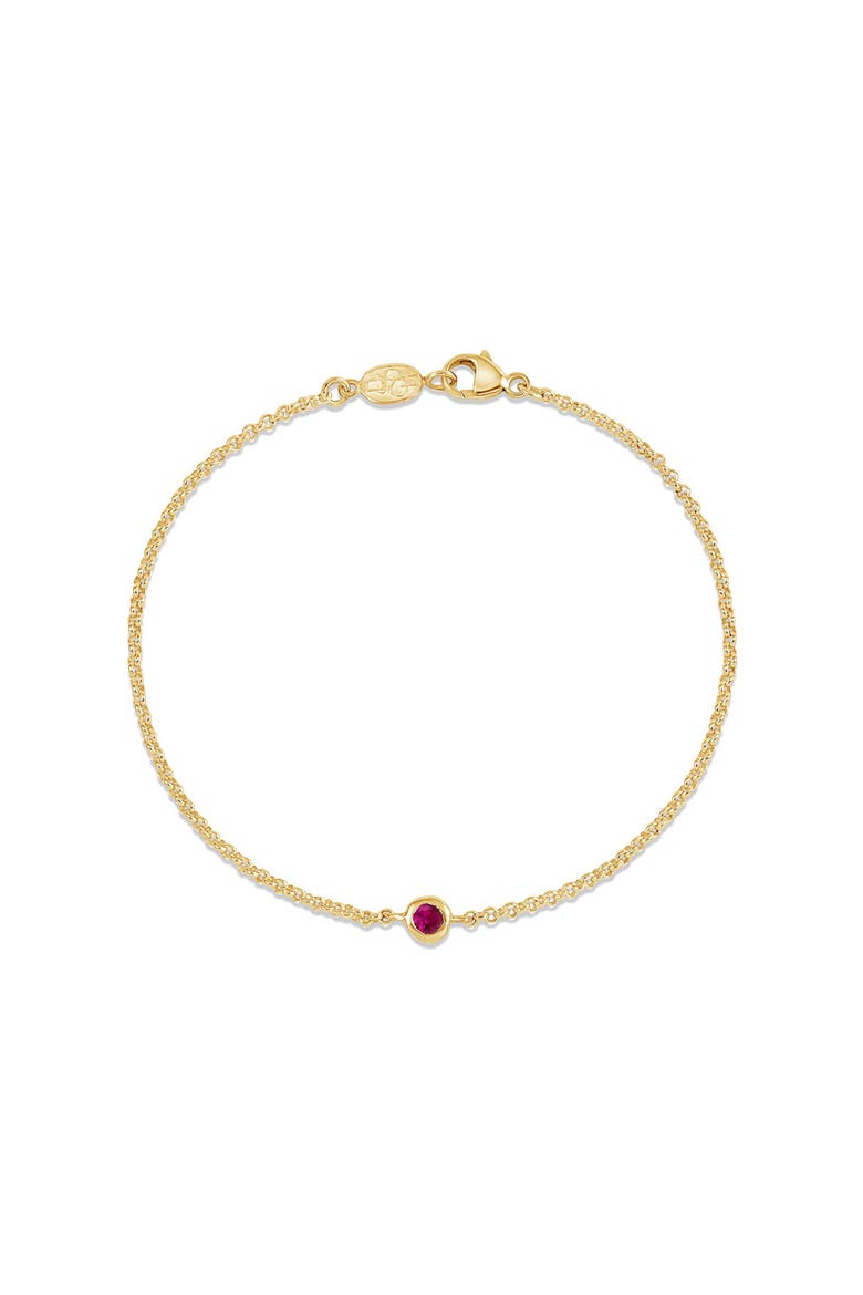Single Ruby Dewdrop Chain Bracelet, Main, color, Yellow Gold Vermeil
