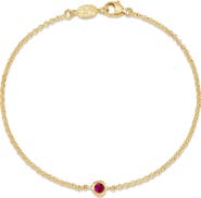 Dower & Hall Single Ruby Dewdrop Chain Bracelet