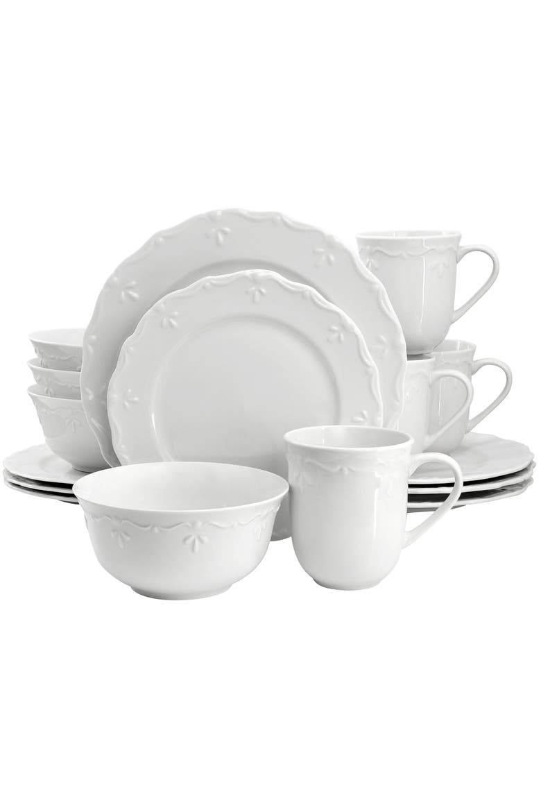 Henryi 16 Piece Porcelain Dinnerware Set, Main, color, White