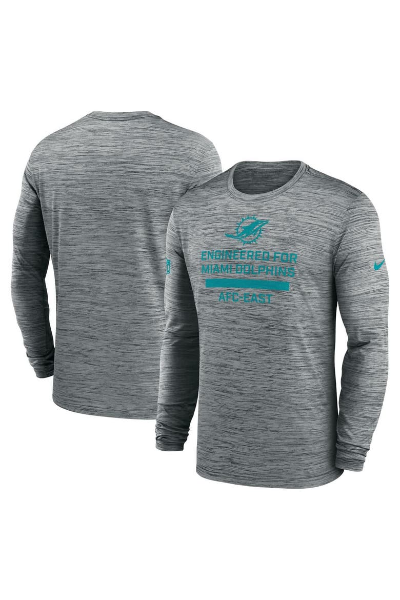 Men's Nike Gray Miami Dolphins Sideline Velocity Performance Long Sleeve T-Shirt, Alternate, color, Gray