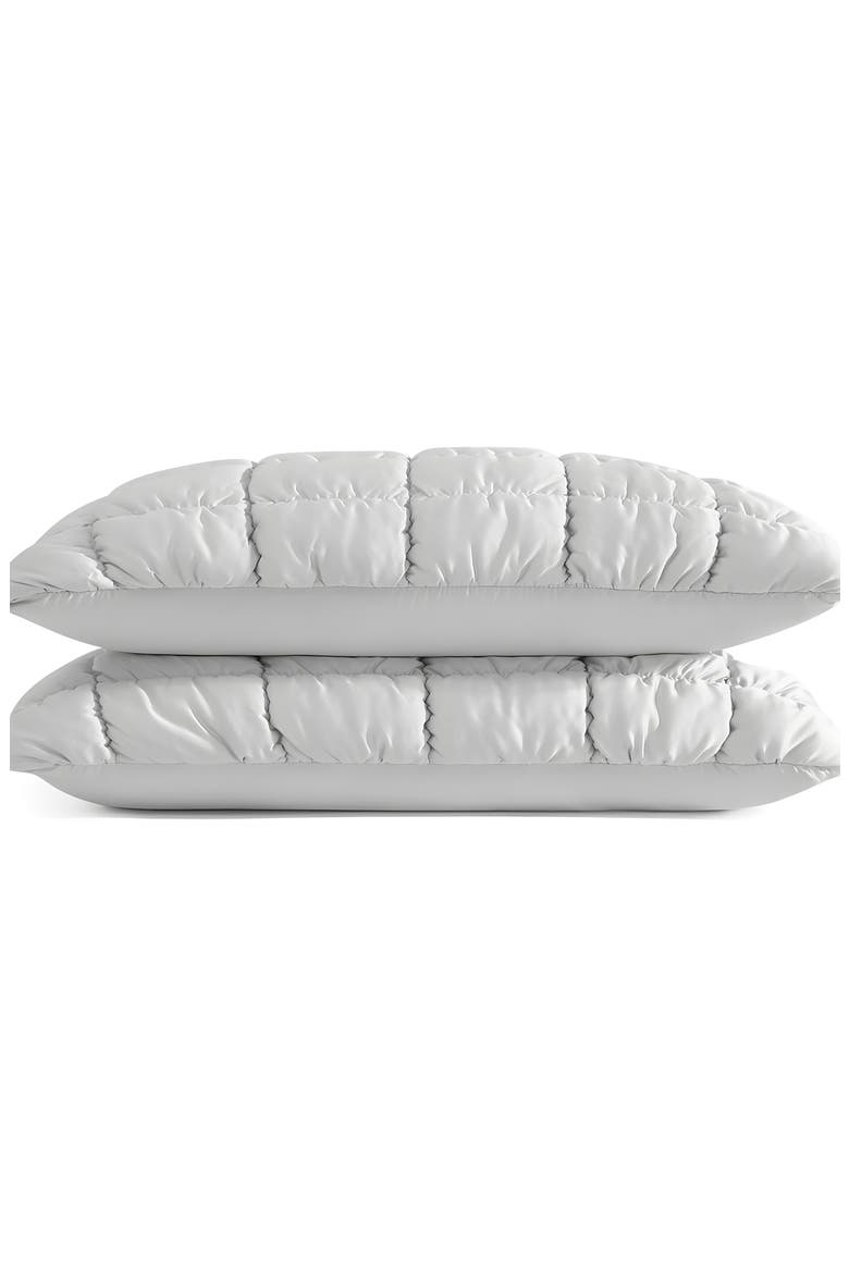 Puff Squares Set of 2 PIllow Shams, Alternate, color, PEARL GRAY