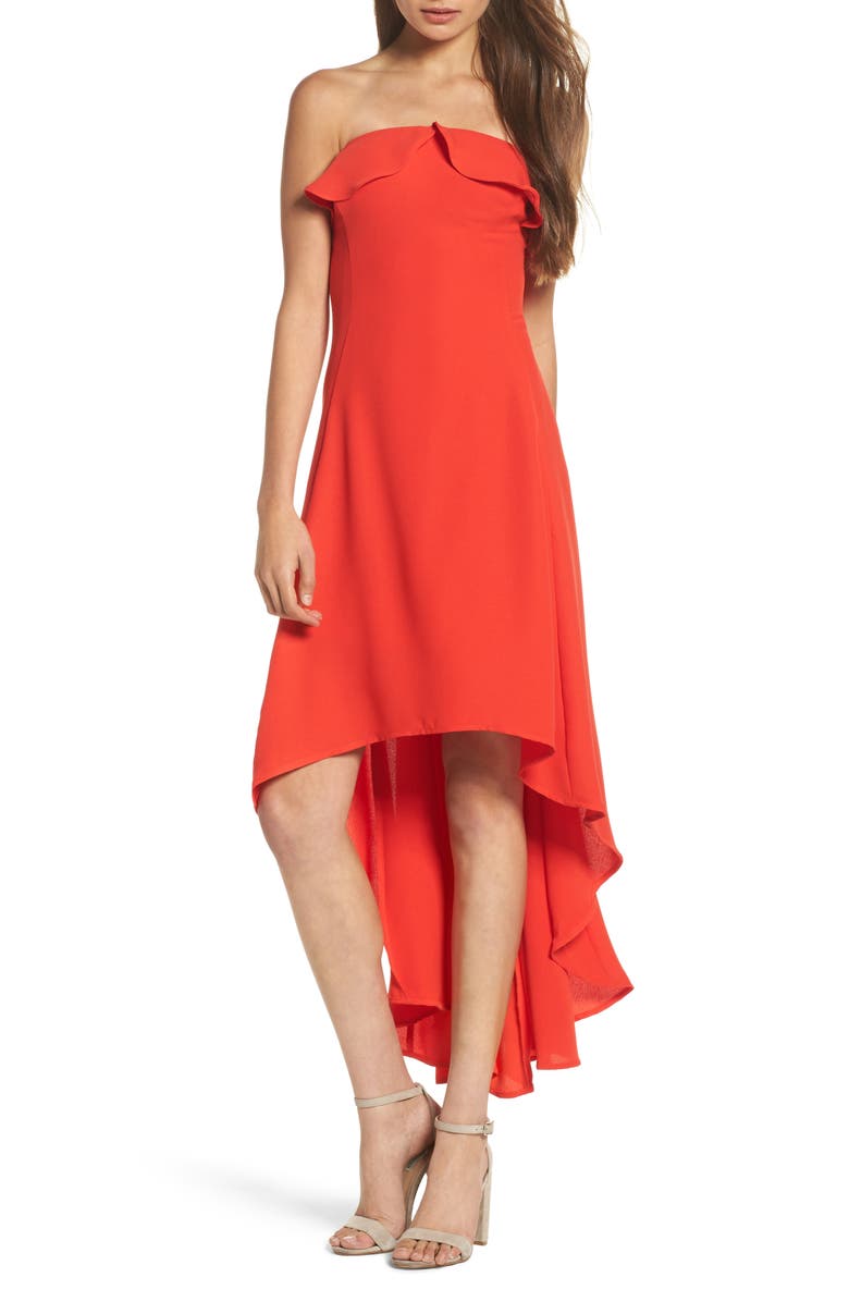 19 Cooper Ruffle Crepe High/Low Dress, Main, color,