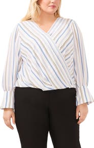 Halogen® Check Print Faux Wrap Top