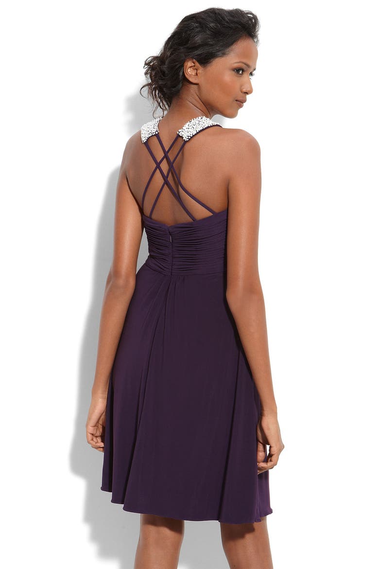 Embellished Matte Jersey Dress, Alternate, color, PLUM