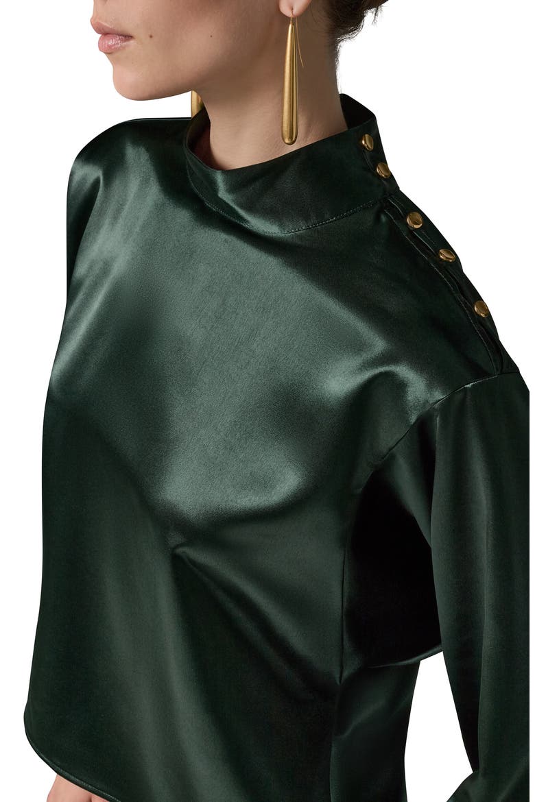 Satin High Neck Cape Top, Alternate, color, BLK FOREST