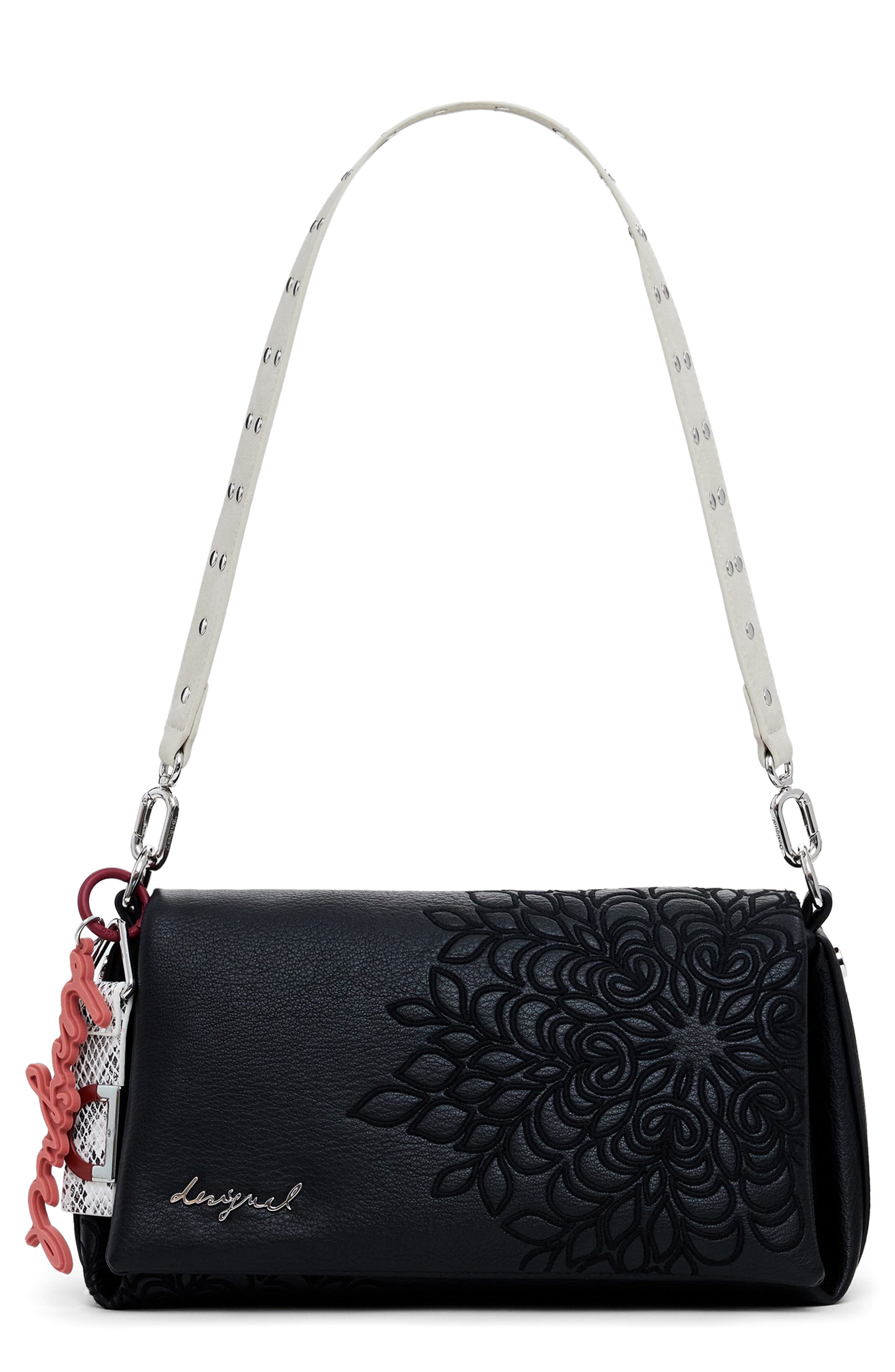 Desigual Faux Leather Crossbody Bag, Main, color, Black